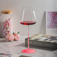 Gobelet à vin rose fait main à coupe oblique, verre à champagne à bord incliné pour anniversaire, mariage, fête