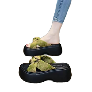 Women's Crossed-height 5 cm Anti-slip Fashion Trend Shoes with PU Insole slippers Outdoor Use Wholesale women's <b>Slides</b> Slippers - Product Image 1