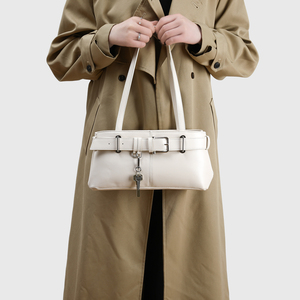 New Fashion Lady Retro PU Leather Shoulder <b>Bag</b> with Long Handle <b>Zip</b> Closure Single Strap Custom Logo Option - Product Image 1
