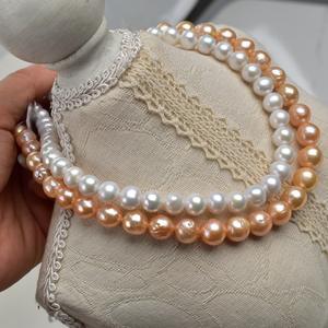 Collier de perles Edison 9-10MM Perle d'eau douce naturelle Lumière forte Semi-fini Accessoire de bijoux DIY - Product Image 2