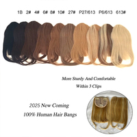 Frange 3D Air Curved Bang en cheveux humains vierges 100% couleur naturelle, coupe droite, extension à clipser avec postiche latéral