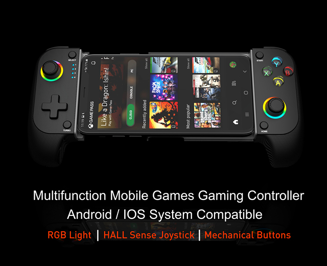 Hall Effect Joystick Mobile Controller Stretchable Gamepad for IOS Android Max 18cm RGB Mechanical Buttons for PS4 Switch PC