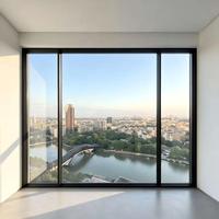 Fenêtre coulissante panoramique moderne en aluminium sur mesure avec persiennes, pour plafond et sol, en verre trempé, grande vue, pour appartement en immeuble de grande hauteur, isolée thermiquement