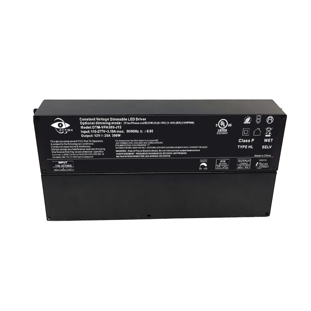 UL listelenen triyak/0-10V/1-10V/potansiyometre/10V PWM 5 in 1 kısılabilir ile LED için 300W 100-277V güç kaynağı