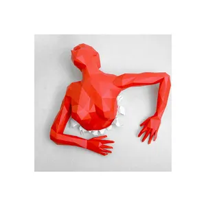 Escultura de parede em movimento, estátua em resina para montagem em parede, escultura em poliresina 3D, escultura abstrata de homem de parede