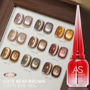 AS 15ml Série Café Vernis à Ongles Gel Magnétique Effet Chat Marque Privée Verre Brun Clair de Lune Soak Off UV Gel Nail Art <span class=keywords><strong>Manucure</strong></span> - Product Image 2