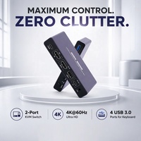 Commutateur KVM HDMI 1 Moniteur 2 Ordinateurs 4K 60Hz, avec 4 Ports USB 3.0 pour 2 Ordinateurs Partageant 2 Moniteurs Clavier Souris