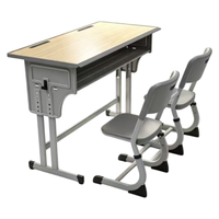Ensemble table et chaise d'écolier professionnel deux places à hauteur réglable pour salle de classe primaire
