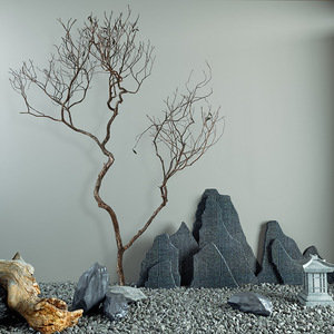 Moderno personalizzabile grande cavallo ubriaco rami secchi decorazione in legno giallo cipresso vero tronco albero morto pavimento paesaggio digitale - Product Image 4