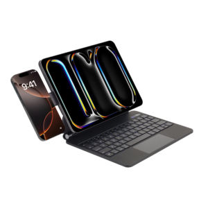 <span class=keywords><strong>Support</strong></span> de <span class=keywords><strong>clavier</strong></span> pour iPad Magic Keyboard en cuir PU anti-salissure avec <span class=keywords><strong>pied</strong></span> ciseaux entièrement incurvé en alliage d'aluminium et <span class=keywords><strong>support</strong></span> magnétique pour téléphone portable - Product Image 3