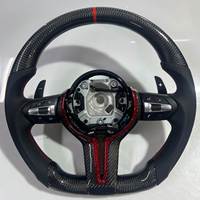 Volant de voiture M Sport en fibre de carbone à fond plat avec bande rouge pour BMW F10 F11 F20 F21 F22 F30 F31 F32 F80 F82 M3 M4 F82 M4