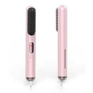Free Sample Hot Ionic Straightening Brush Heated Comb Hair Straightener Brush for Women and Men Beard
