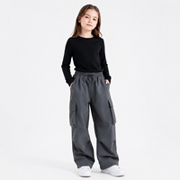 Pantalon cargo pour enfants, coupe droite, style streetwear, pour garçons et filles, taille élastique avec cordon de serrage, séchage rapide, 100% nylon, teint en pièce, personnalisable OEM