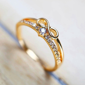 Anello da donna F1642 in oro giallo con diamante e design infinito, anello di fidanzamento con diamante rotondo taglio brillante coltivato in laboratorio per lei - Product Image 6