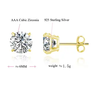 Poliva 18K Vergulde 925 Sterling Zilver Zirkonia Oorbellen Geometrische Oorknopjes Diamant Verloving Fijne Parel Sieraden