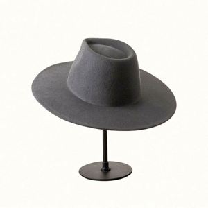 High Quality Eco-Friendly Cartoon Rubber Winter 9.5cm Flat Wide Brim Australian Felt Fedora Cowboy <b>Hat</b> - Product Image 4