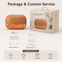 Diffuseur d'arômes de luxe minimaliste en bois grainé, lampe aromatique au sel de l'Himalaya, humidificateur intelligent 3-en-1 avec minuterie de 2 à 8 heures