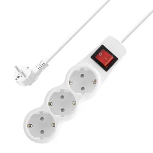 Power Strip 3 AC Electronic Socket Home Office EU Plug Extension Cable