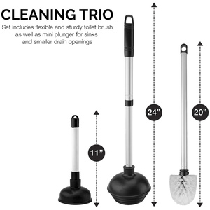 Brosse de toilette et déboucheur de toilettes en silicone TPR avec manche en acier, ensemble avec support, personnalisable avec logo, tendance du moment, vente chaude - Product Image 4