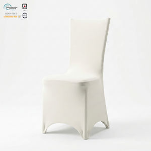 Funda de Licra Elástica para Silla de Hotel, Color Azul Rey y Marfil, de Grado Comercial, con Parte Superior Redonda - Product Image 1