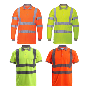 Polo Riflettente Alta Visibilità EN ISO20471, Manica Lunga o Corta, Arancione Fluorescente, Giallo, per Lavoro e Sicurezza in Edilizia - Product Image 1