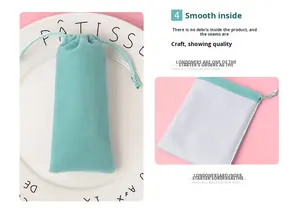 Saco de Veludo Personalizado para Embalagem de Joias Pequeno Ecológico com Cordão e Logotipo - Product Image 4