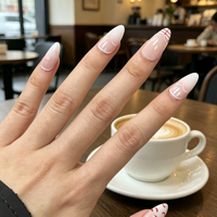 Faux ongles à presser personnalisables 24 pièces, motif cerise douce, rose nude, transparent, nœud 3D, écossais rouge, forme cercueil longue, mignons, féminins, réutilisables