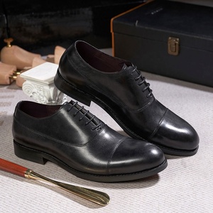 Chaussures habillées Oxford en cuir véritable pour hommes, à bout pointu, à lacets, chaussures de ville formelles, en cuir poli à la main avec motif crocodile et patchwork - Product Image 4