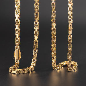 Collar de Cadena Bizantina Gruesa de Acero Inoxidable Chapado en Oro de 6MM 7MM con Cierre Iced Out Estilo Hip Hop - Product Image 2