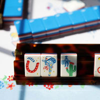 Tuiles de Mahjong Américaines Miss Cowgirl, Ensemble de 160, Motifs Dragon, Cactus, Fer à Cheval, En Stock, Personnalisation OEM/ODM