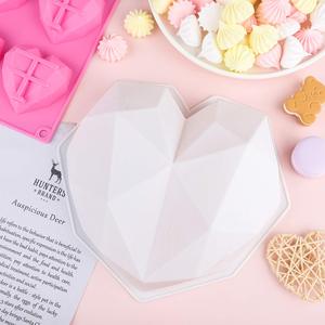 Moldes <span class=keywords><strong>De</strong></span> Silicona Blanco DIY Breakable <span class=keywords><strong>3D</strong></span> Corazón Diamante Forma Silicona Mousse Cake Mold - Product Image 1