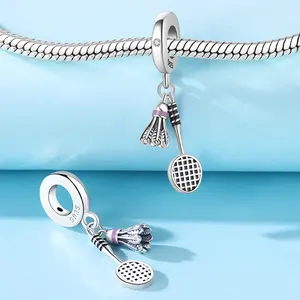 Abalorios Colgantes Clásicos y Elegantes de Cobre Plateado para Niños, con Diseños de Voleibol, Pájaro Reo y Colibrí, para Pulseras DIY Islámicas - Product Image 4