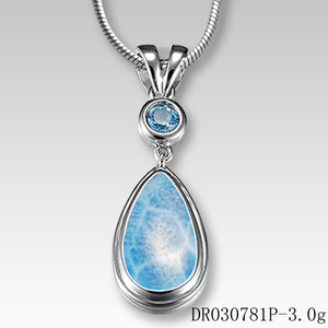 Blue Topaz With Blue <strong>Larimar</strong> Charms Pendants for Women Natural <strong>Larimar</strong> <strong>Jewelry</strong> - Product Image 4