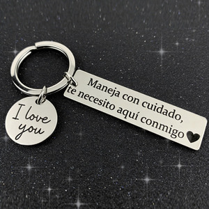 Portachiavi in Acciaio Inox con Logo Personalizzato 'Drive Safe', Regalo di Compleanno e <span class=keywords><strong>San</strong></span> <span class=keywords><strong>Valentino</strong></span> <span class=keywords><strong>per</strong></span> <span class=keywords><strong>Fidanzato</strong></span>, Marito, Papà - Product Image 1