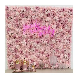 Linwoo seta artificiale peonia e fiore di rosa pannello di sfondo della parete decorazione di nozze parete di fiori artificiali rosa