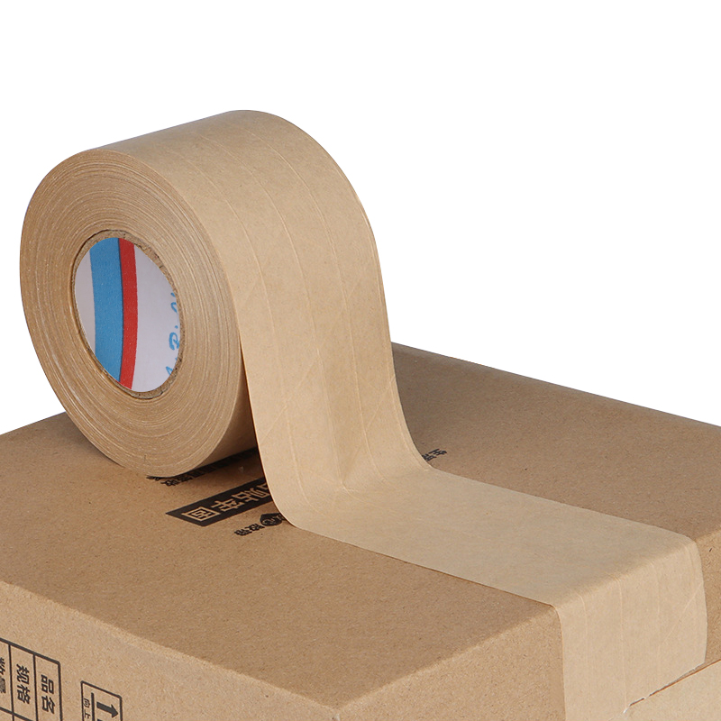 Custom Branded Recyclable Reinforced Water Activated Self-adhesive Kraft Crepe Packaging Gum Paper Tape With Logo