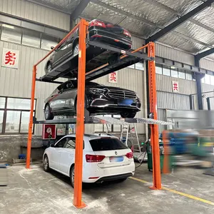 3 Cars Hydraulic Vertical 4 Post Triple Vehicle Stacker Parking Lift