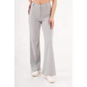 กางเกงขายาวเอวสูงสีเทาแบบกระดุมเดียวสำหรับเด็กผู้หญิง ผ้าทอระบายอากาศ รับสกรีนโลโก้ จีบ ไซส์ XL เหมาะสำหรับทำงาน ฤดูร้อน พิมพ์ลายสี - Product Image 3