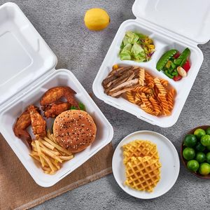 Compostable dùng một lần phân hủy sinh học mía bã mía 3 ngăn Takeaway container thực phẩm cho nhà hàng - Product Image 2
