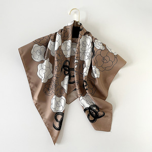 Twill <b>Silk</b> Feeling Satin <b>Scarf</b> 90x90cm Floral Printed <b>Square</b> Custom Printed Design <b>Scarf</b> Factory Direct - Product Image 3