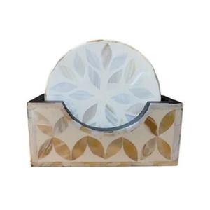 Unique Designer Mother of Pearl Inlay Coaster Smooth <b>Polished</b> Finish Eco-Friendly Luxury Rustic Modern Interiors Customizable - Product Image 5