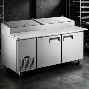 Ventilated Cooling Refrigerated Prep Counter Double door salad <b>table</b> Digital Control for Food Service Kitchen - Product Image 4