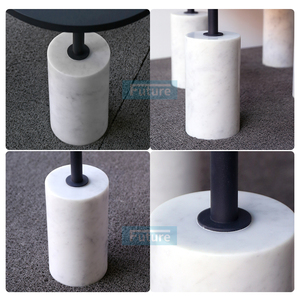 <b>Small</b> Modern Design Low Plinth Natural Stone Carrara White Marble Round Metal Top Side <b>Table</b> for Hotel <b>Coffee</b> Shop Villa Decor - Product Image 2