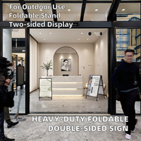 Stand Poster Lipat Logam Berlapis Pernis A-Frame Heavy-duty 24X36-inci Modern Dua Sisi Portabel untuk Luar Ruangan