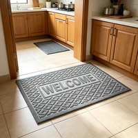 Tapis de bienvenue en polyester texturé pour entrée, tapis de sol avec bordure noire pour la maison, le bureau et l'usage commercial