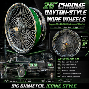 Rines de Aleación Forjada de Alto Rendimiento Estilo Dayton, 26x9 26x10 Escalonados, Cromados, con Borde de 6 Pulgadas para Autos de Exhibición - Product Image 5