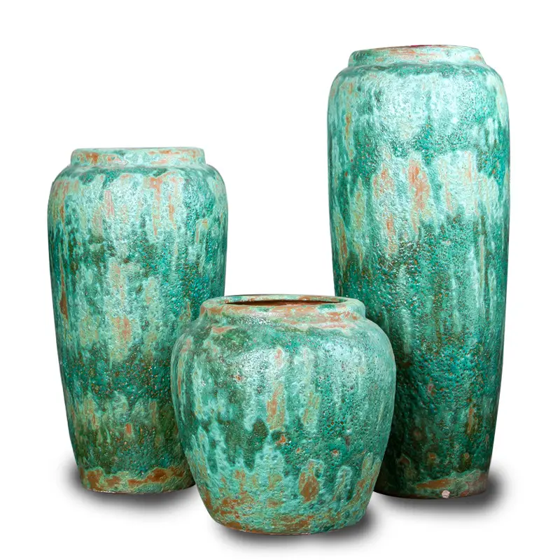 Çin antik stil yeşil porselen ince vazo dekorasyon seramik vazo yapay çiçek
