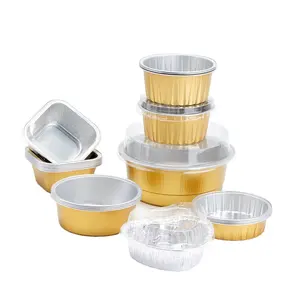 2oz small Gold Round colored smooth wall aluminum foil for Honey Sauce Jam food takeaway Packaging Sealable Container tray