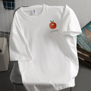 เสื้อครึ่งแขนทรงหลวมพิมพ์ลายการ์ตูนของผู้หญิง, เสื้อครึ่งแขนผ้าฝ้ายป้องกันการพันผ้าถัก-XL-ทันสมัยในสำนักงานฤดูร้อน/โอกาสสบายๆ - Product Image 1