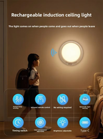Lámpara de Techo Inteligente Ultrafina Recargable con Sensor de Movimiento, Inalámbrica, Magnética, Funciona con Batería, para Sala de Estar, Pasillo, Interior